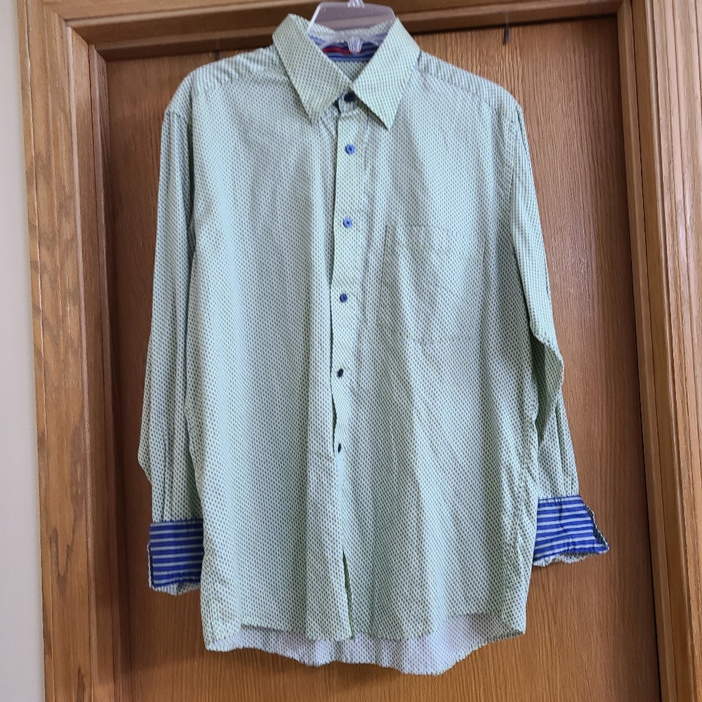 Bugatchi Diamond Pattern Button Down Shirt M - image 1